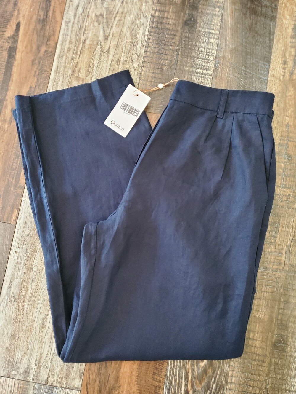 NWT Quince 100% European Linen Pleated Trouser Deep Navy